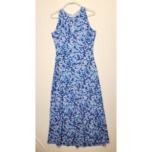 London Style Women's Elegant Dressy Colorful Maxi Dress Blue Size 4
